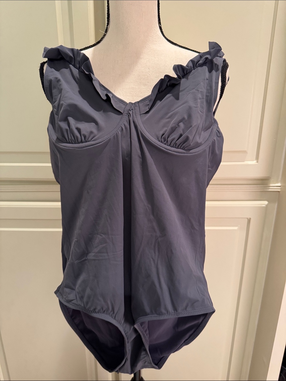 Assets by Spanx grey Ruffle-Trim Bodysuit